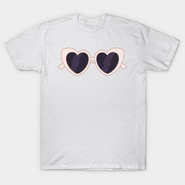 white heart shaped sunglasses aesthetic dollette coquette T-Shirt by maoudraw